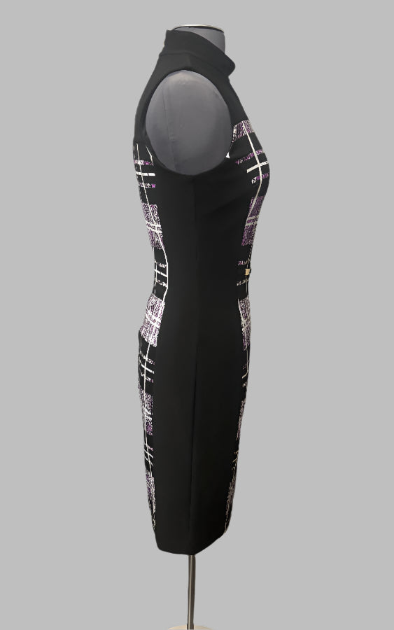 Joseph Ribkoff 191756 Purple/Black Print Sleeveless Dress