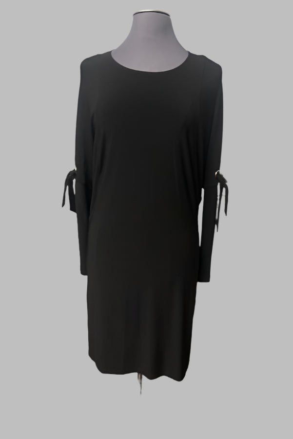 Joseph Ribkoff 213076 Black Grommet Tie Detail Dolman Sleeve Dress