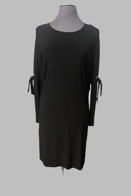 Joseph Ribkoff 213076 Black Grommet Tie Detail Dolman Sleeve Dress
