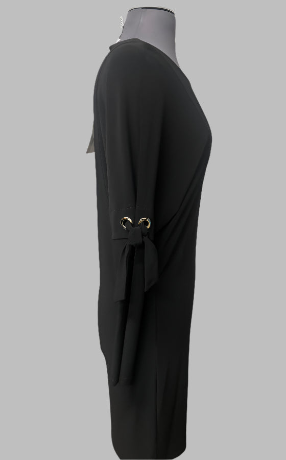 Joseph Ribkoff 213076 Black Grommet Tie Detail Dolman Sleeve Dress