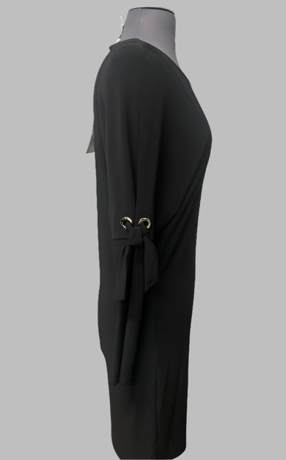 Joseph Ribkoff 213076 Black Grommet Tie Detail Dolman Sleeve Dress