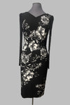 Joseph Ribkoff 211461 Black/Vanilla Floral Print V-Neck Dress