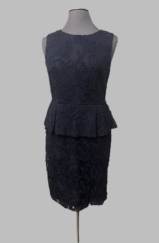 Adrianna Papell 041881790 Navy Peplum Cocktail Sleeveless Dress