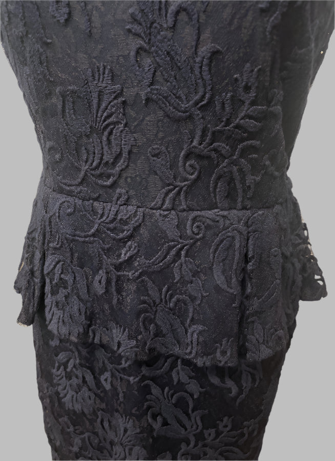 Adrianna Papell 041881790 Navy Peplum Cocktail Sleeveless Dress