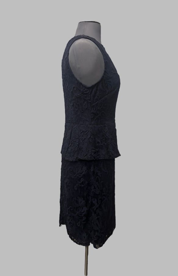 Adrianna Papell 041881790 Navy Peplum Cocktail Sleeveless Dress