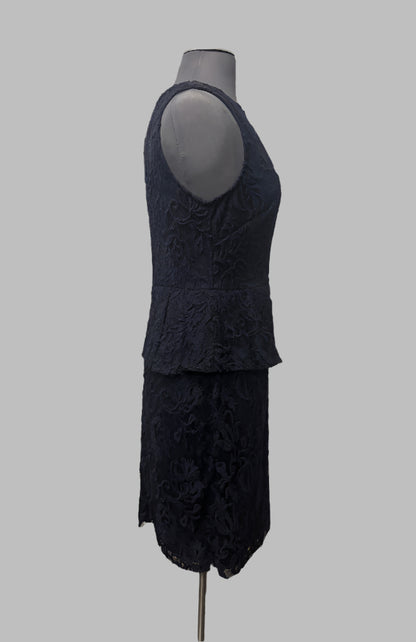 Adrianna Papell 041881790 Navy Peplum Cocktail Sleeveless Dress