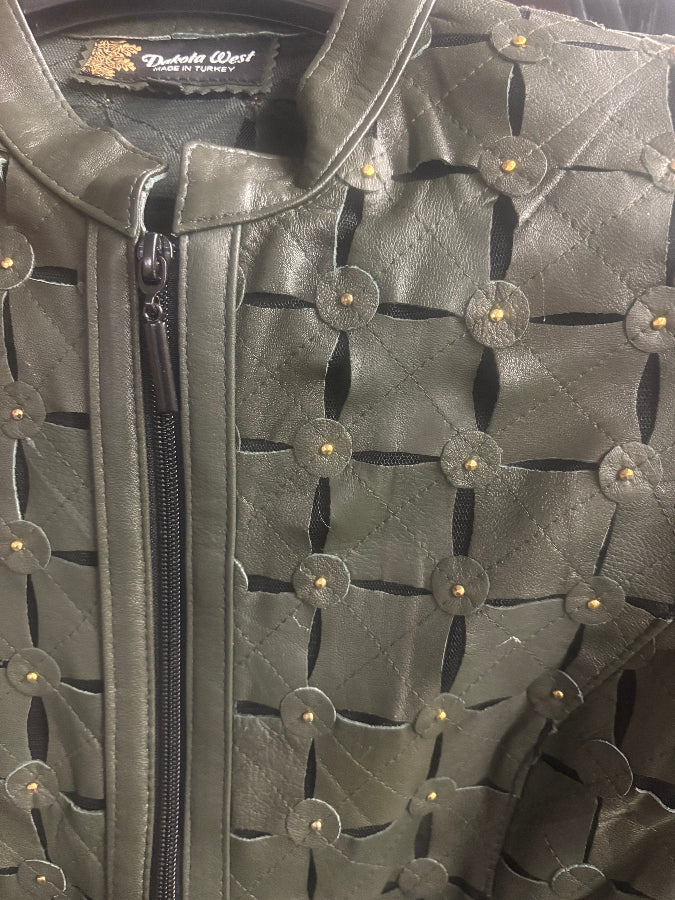 ABF 0924 Metal Studded Leather Jacket