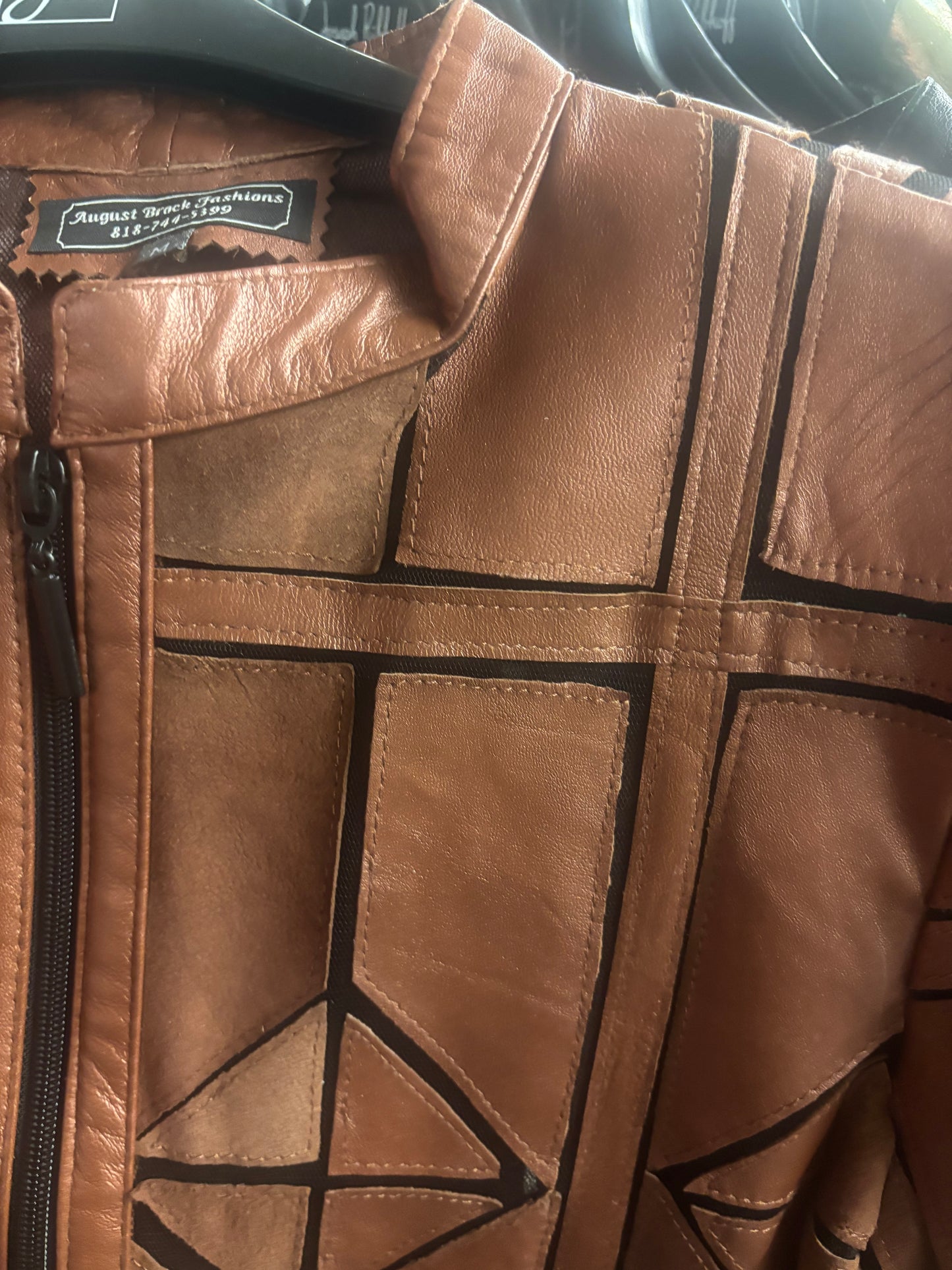 ABF 0930 Geometric Short Leather Jacket