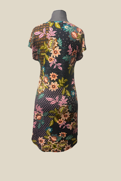 Johnny Was  MS8523-D Multi Floral Print Delfino Cap Sleeve Dress