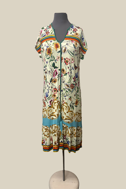 Johnny Was Sage/Multi-Color Floral Print Maxi Dress