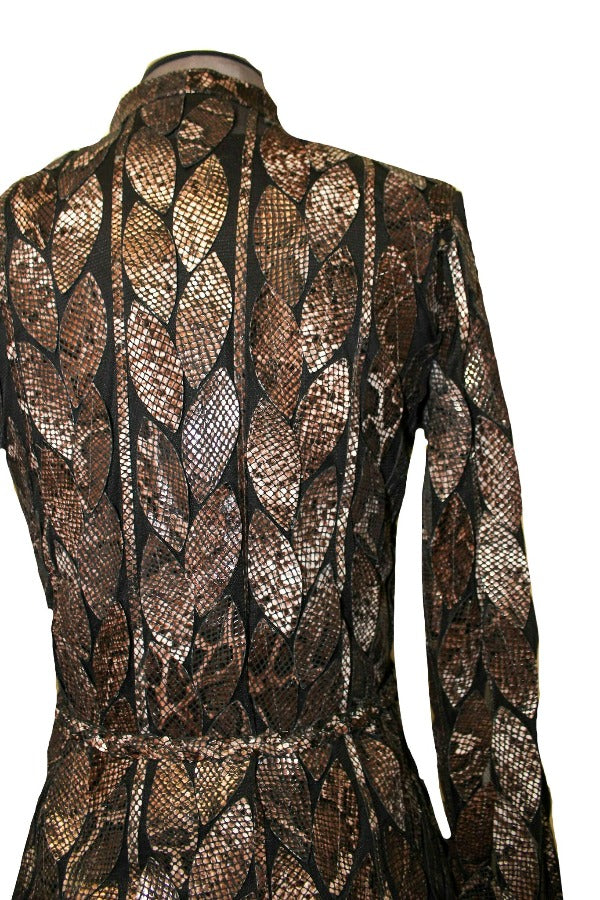 ABF 0936 Long Leaf Leather Jacket with Belt