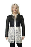 ABF 11910096A Black/Ivory Python Print 7-Layer Fringe Leather Jacket