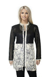 ABF 11910096A Black/Ivory Python Print 7-Layer Fringe Leather Jacket