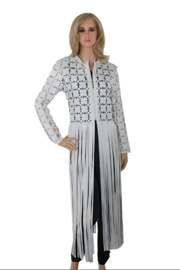 ABF 11911025 White Leather Whip Jacket without Collar