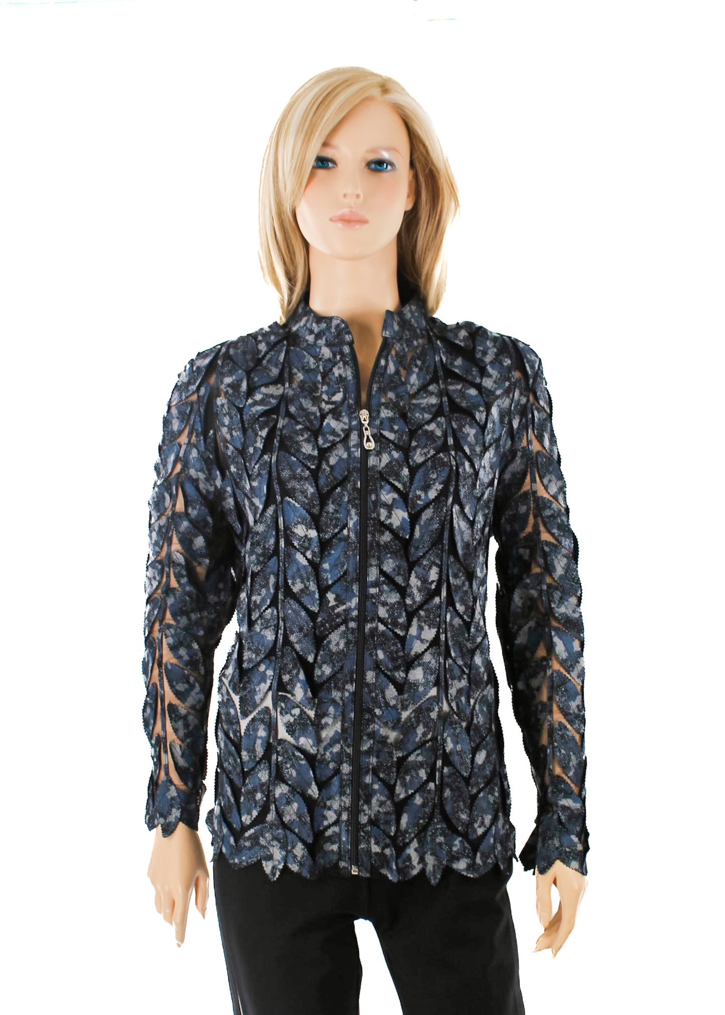 ABF Short Leaf Leather Jacket with Zipper 11910056