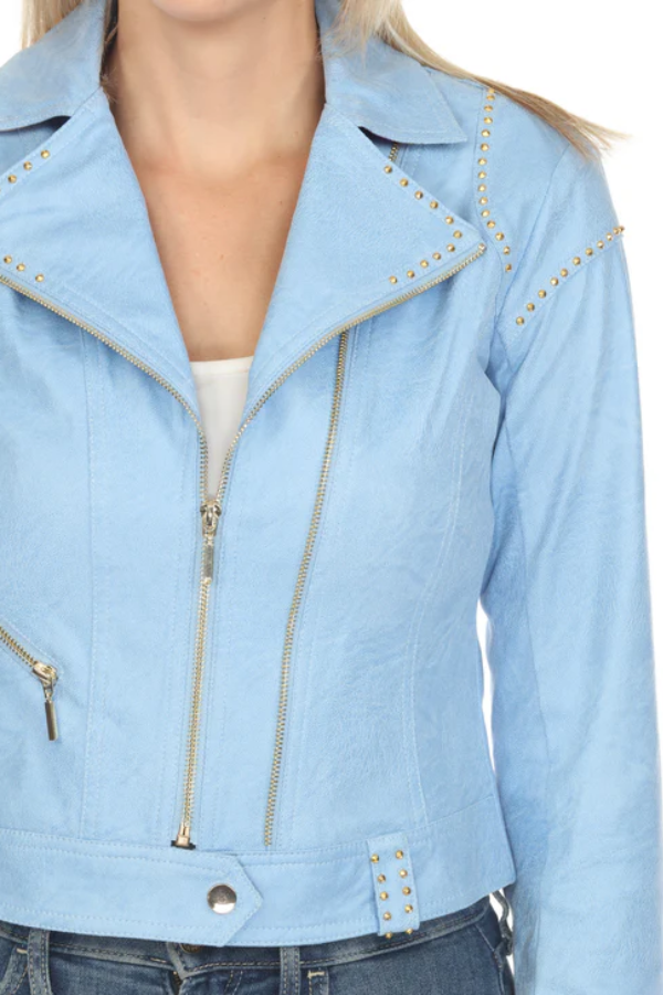Insight BCJ8987 Pleather Jacket with Gold Studs