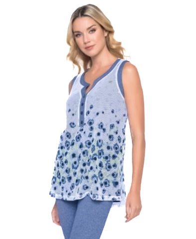 Picadilly MC361IY Blue/Multi-Color Print Sleeveless Top