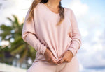 Live.A Style MT509 Soft Pink V-Neck Long Sleeve Top