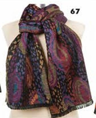 Cashmere Scarf- PSC 67 Plum/Blue Oval Print