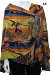 Cashmere Reversible Printed Buckle Cape Shawl