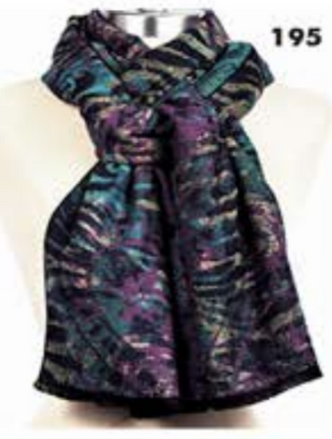 Cashmere Scarf- PSC 195 Plum/Turquoise Print