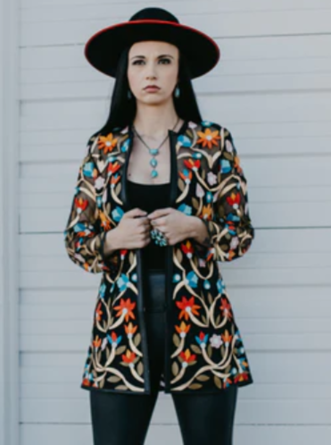 ABF 0920 Black/Multi-Color Leather 3/4 Rocker Jacket