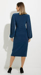 Joseph Ribkoff Nightfall Blue Chiffon Sleeve Mock-Wrap Dress 224046