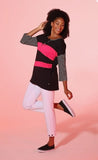 Neon Buddha 11998 Black/White/Hot Pink 3/4 Sleeve Top