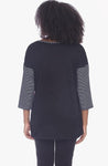 Neon Buddha 11998 Black/White/Hot Pink 3/4 Sleeve Top