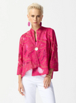 Joseph Ribkoff 242219 Pink/Gold Tropical Print Swing Jacket