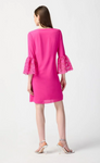 Joseph Ribkoff 241252 Ultra Pink Georgette 3/4 Guipure Lace Sleeves Trapeze Dress