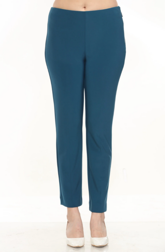 Teal pants on a white background