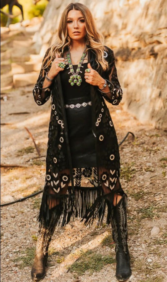 ABF Amanda Leather Duster with Bottom Fringe 0917