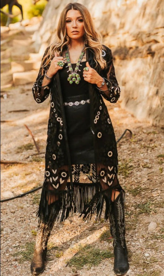 ABF Amanda Leather Duster with Bottom Fringe 0917