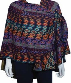 Cashmere Reversible Printed Buckle Cape Shawl