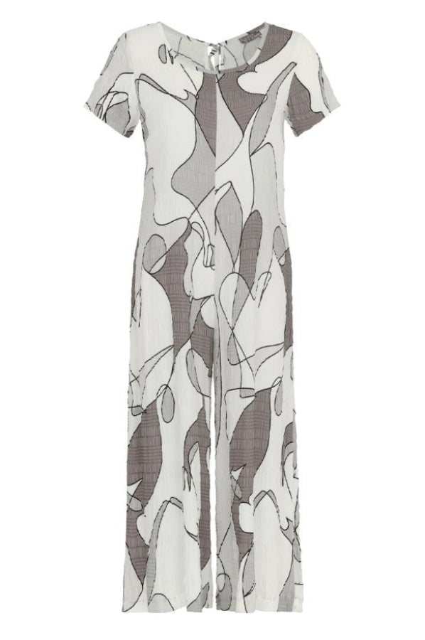 Dolcezza 24668 Off-White/Grey Abstract Print Jumpsuit