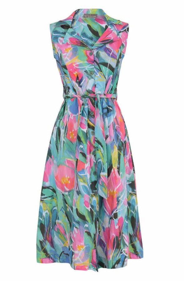 Dolcezza 25667 Multi-Color "Pure Joy" Collared Sleeveless Dress