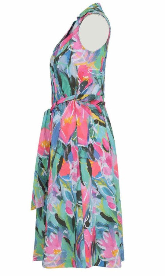 Dolcezza 25667 Multi-Color "Pure Joy" Collared Sleeveless Dress