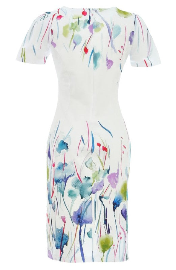 Dolcezza 25788 White/Multi Watercolor Floral Print Dress