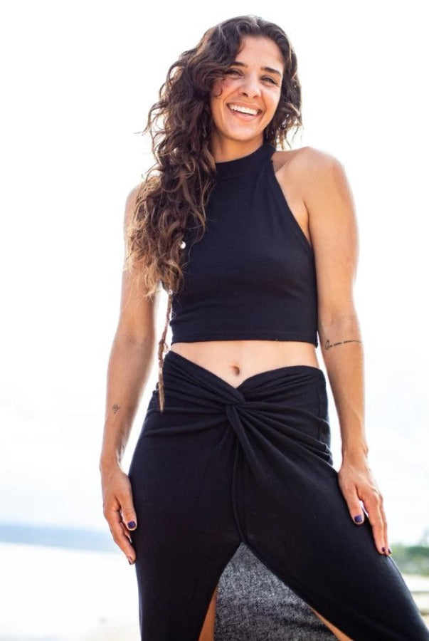 Live.A Style 7122 Black Enakai Crop Top
