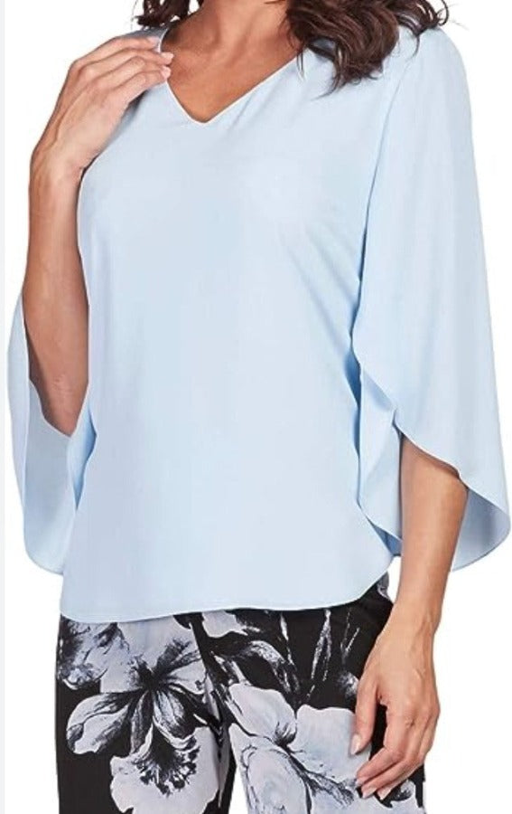 Frank Lyman 186148 Powder Blue Woven Split Sleeve Top