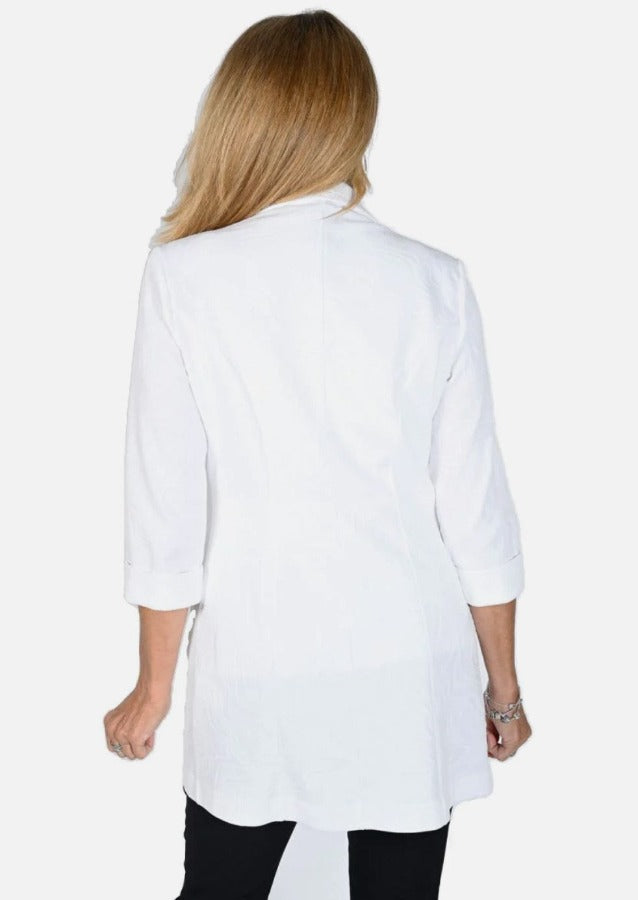 Frank Lyman 231163 White Textured Print Blazer Jacket