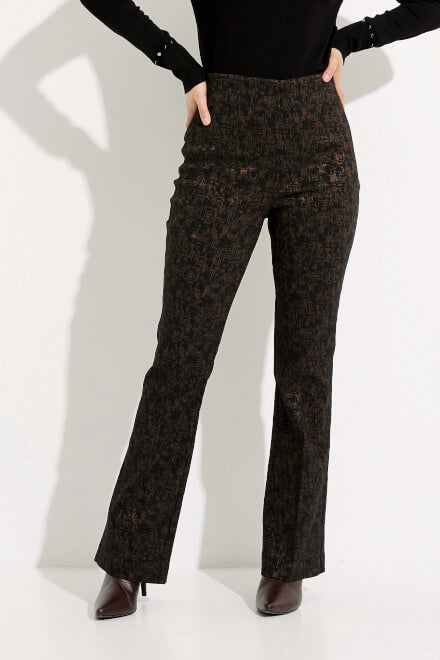 Joseph Ribkoff 233283 Black/Brown Crosshatch Pull On Ponte Bootcut Pants