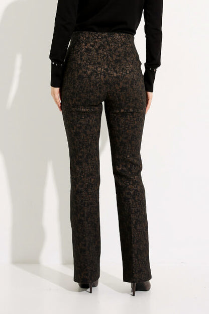 Joseph Ribkoff 233283 Black/Brown Crosshatch Pull On Ponte Bootcut Pants