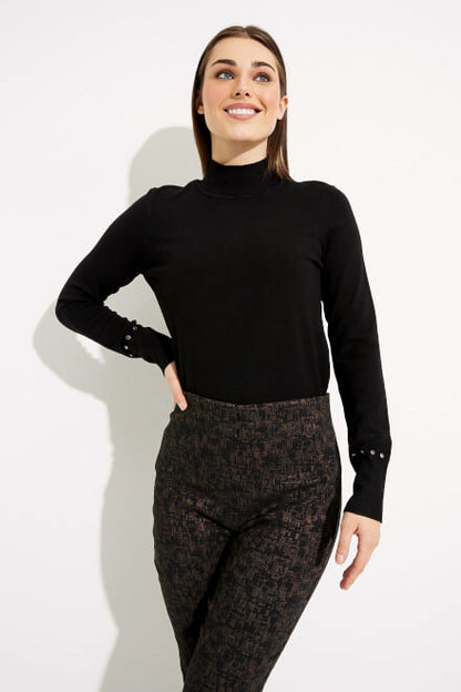 Joseph Ribkoff 233283 Black/Brown Crosshatch Pull On Ponte Bootcut Pants