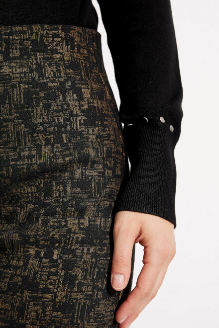 Joseph Ribkoff 233283 Black/Brown Crosshatch Pull On Ponte Bootcut Pants