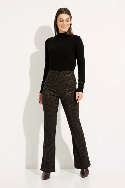 Joseph Ribkoff 233283 Black/Brown Crosshatch Pull On Ponte Bootcut Pants