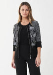 Joseph Ribkoff 223080 Black/White Geometric Print Zip Jacket