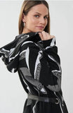 Joseph Ribkoff 223178 Black/White Jacquard Knit Cover-Up Jacket