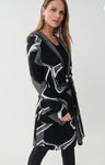 Joseph Ribkoff 223178 Black/White Jacquard Knit Cover-Up Jacket